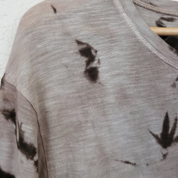 Vince Women's Crew Brown & Tan Tie Dye Splatter Pocket Folded Oversize Shirt S - Picture 7 of 16